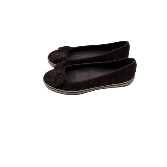 Elle Menno Size 8 Casual Corduroy Bow Flats Fabric Upper Rubber Sole - Picture 4 of 8